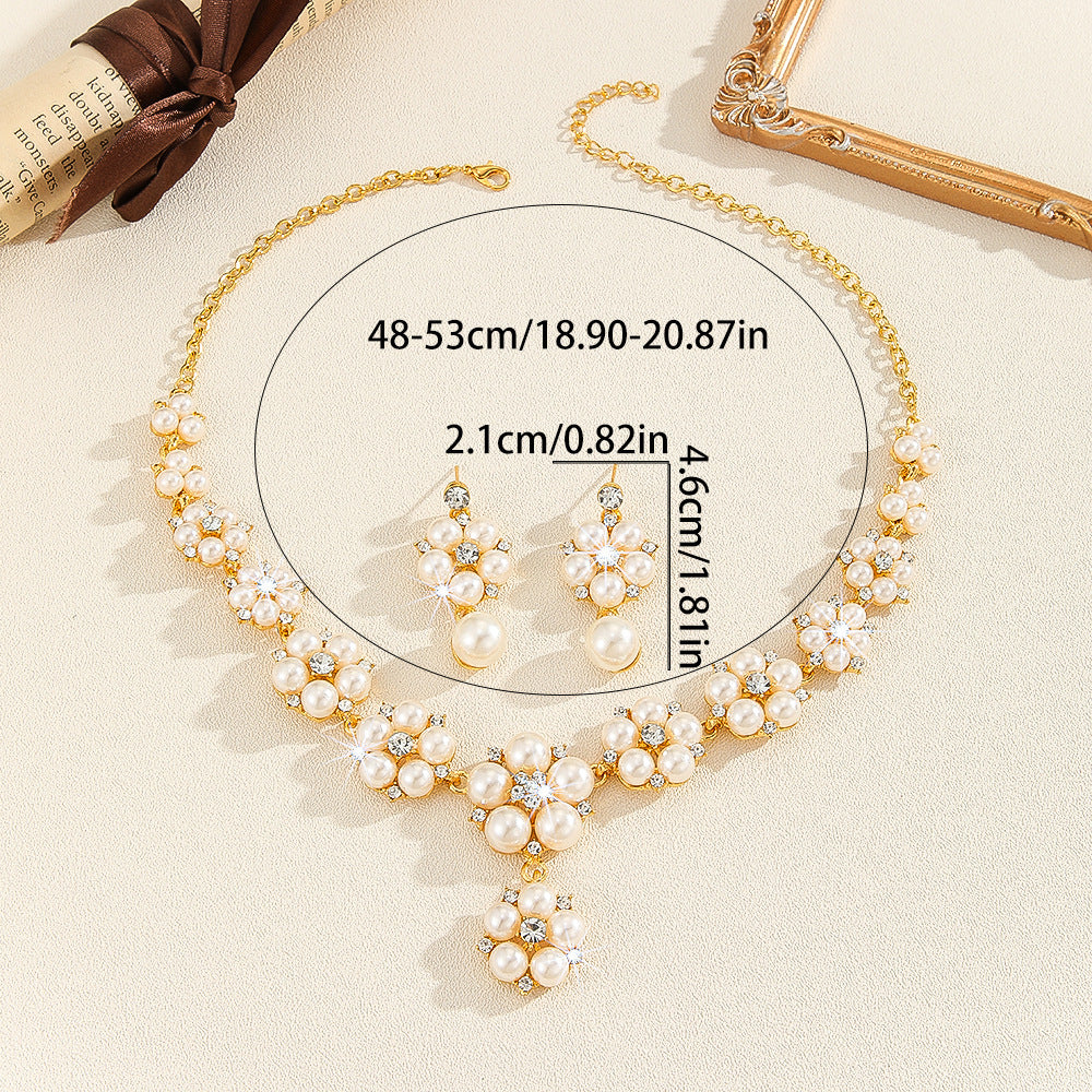 3 PCs Vintage Luxury Short Artificial Pearl Rhinestone Alloy Clavicle