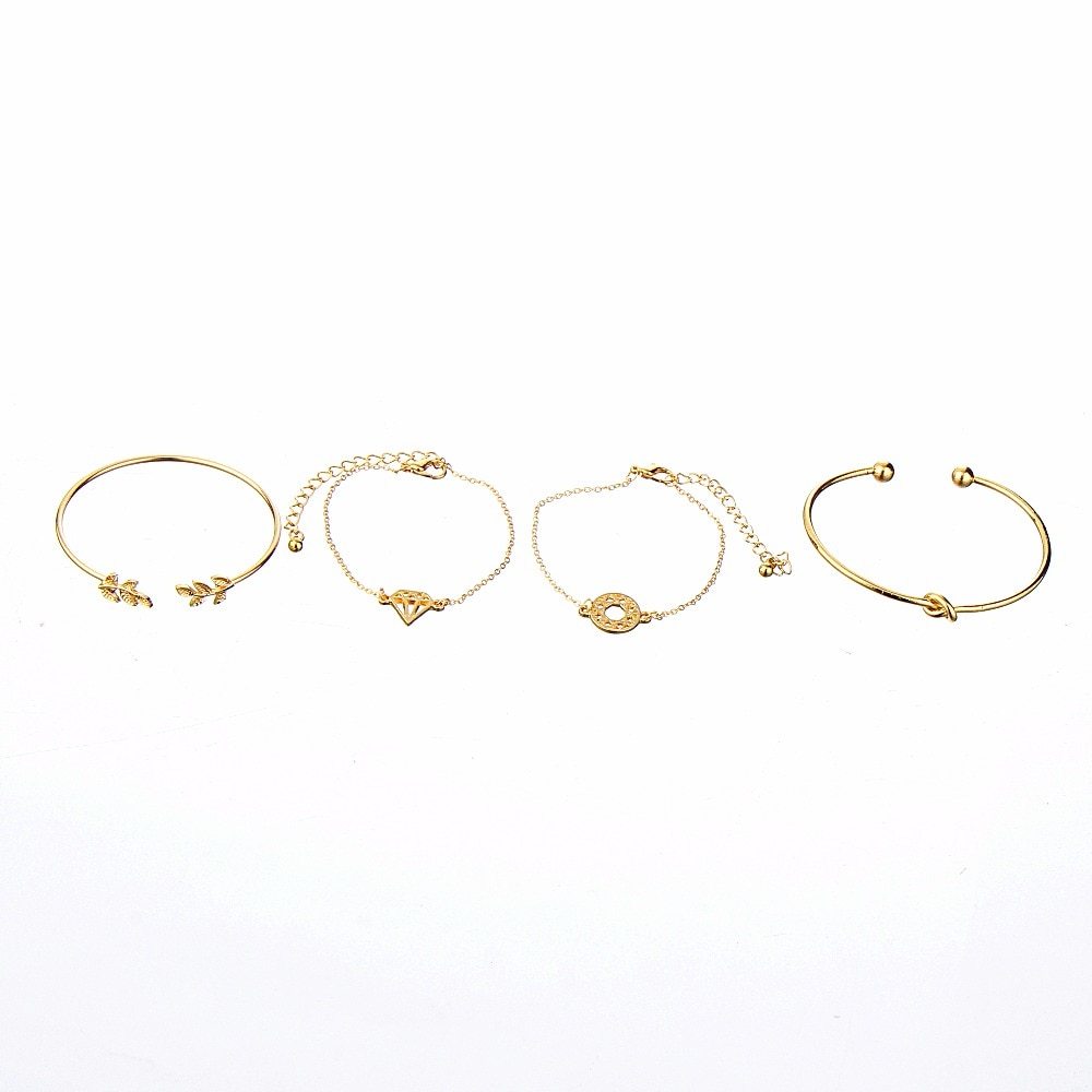 Tocona T Fashion Bohemia Leaf Knot Hand Cuff Link Chain Charm