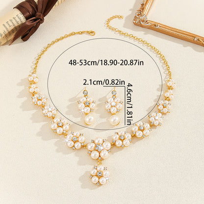 3 PCs Vintage Luxury Short Artificial Pearl Rhinestone Alloy Clavicle