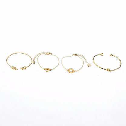 Tocona  T Fashion Bohemia Leaf Knot Hand Cuff Link Chain Charm
