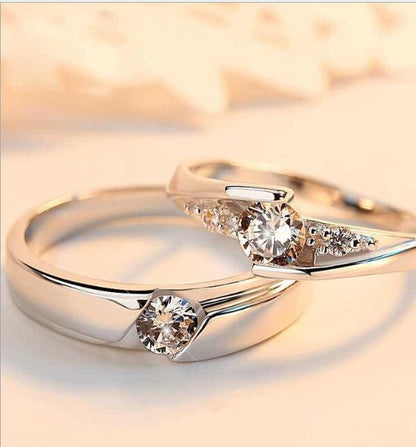 Simulation Diamond Ring Couple Rings A Pair of Live 925 Silver