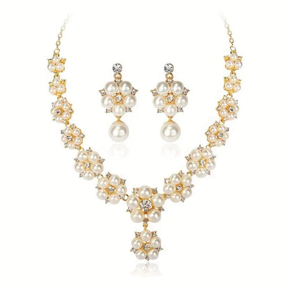 3 PCs Vintage Luxury Short Artificial Pearl Rhinestone Alloy Clavicle